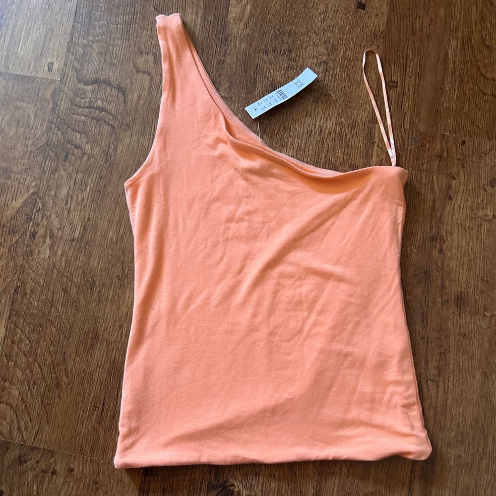NWT J.Crew Womens One Shoulder‎ Asymmetric Tank Top Peach Orange BH933 XS